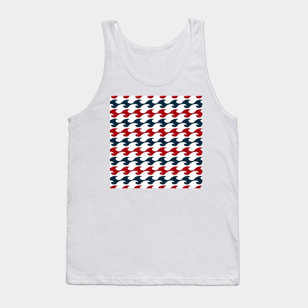 Red and Navy Blue Nautical Waves Tank Top by Peter the T-Shirt Dude